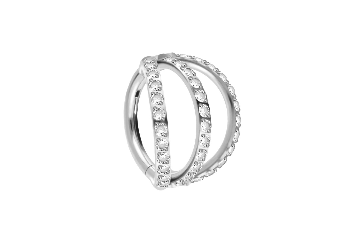 Titan Segmentring Clicker 3 RINGE + EINGEFASSTE KRISTALLE